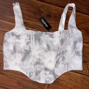 Boohoo Marble Gray Crop Top